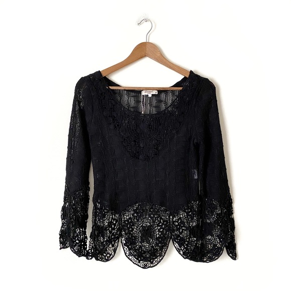 Miss Kelly 1999 Y2K Lace Fairy Crochet Long Sleeve Top - Picture 1 of 6